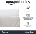 Amazon Basics Lightweight Pleated Bed Skirt, Queen, Light Grey, Solid