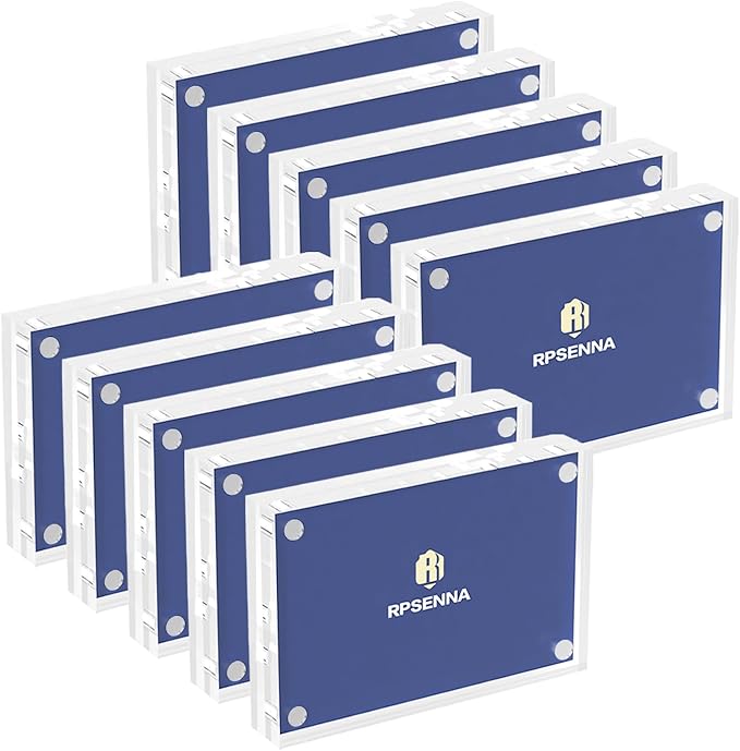 Mini Picture Frame 2.5x3.5 inch Acrylic Magnetic Photo Business Clear Card Frame 20mm Thick Double Sided Wallet Size Desktop Display Frames for Cards Photos Office Home Decor 10 PCS