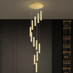 Long Spiral Crystal Chandelier Lighting for Foyer 12-Light Gold Staircase Chandelier High Ceiling Slopped LED Dimmable 2700K-6000K