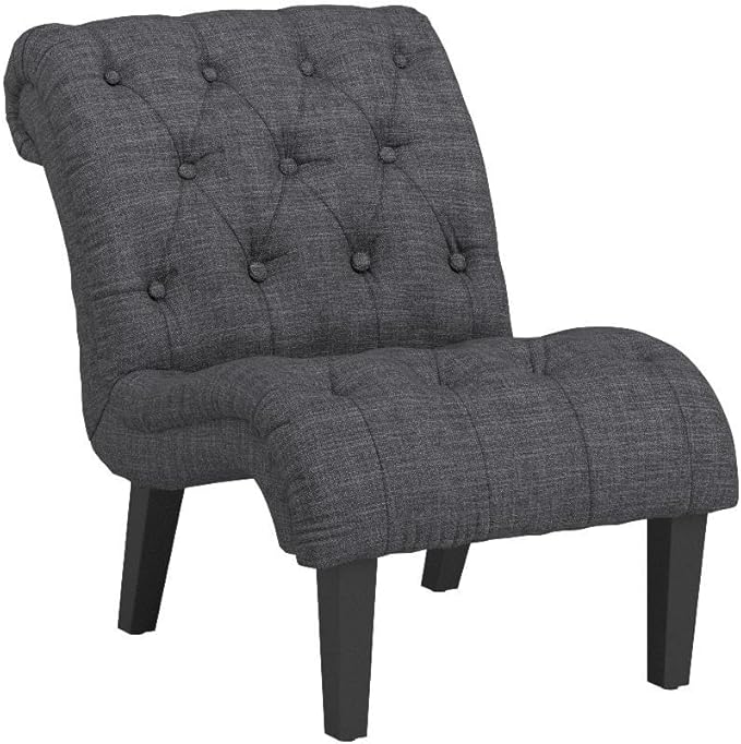 Yongqiang Upholstered Accent Chair for Bedroom Living Room Chairs Lounge Chair Armless Slipper Chair with Wood Legs Gray Fabric