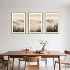 Celestdeco Nature Misty Forest Framed Canvas Wall Art Set, Foggy Landscape Wall Decor, Watercolor Pine Tree Wall Painting, Large Mountains Art Print for Living Room, Bedroom, Office - 16"X24"X3