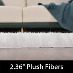 Latepis 9x12 Area Rug for Bedroom White Fluffy Rugs Washable Faux Fur Rug for Living Room Fuzzy Shaggy Rug for Office Entertainment Room Home Décor Rectangle