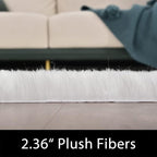 Latepis High Pile Faux Fur Area Rug, 5 x 8 ft, White, Fluffy Rug for Bedroom, Living Room, Playroom, Nursery