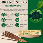 Bless-International-Sandalwood 100%-Natural-Handmade-Incense-Sticks Organic-Chemicals-Free-for-Relaxation-Positivity-Yoga-Meditation 12-Inches-1-Hour-Plus-Burning-Time-75-Sticks-7-OZ