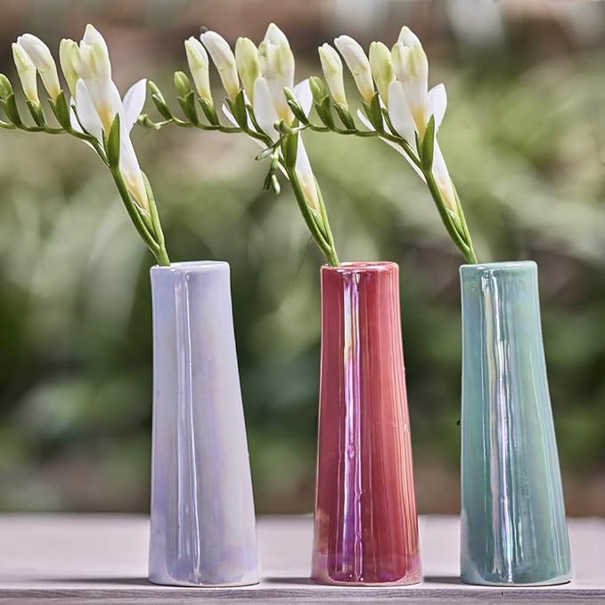 Chive - Set of 6 Galaxy, 1.5" in Wide 5.5" Tall Small Cylinder Ceramic Bud Flower Vase, Unique Single Flower Decorative Flower Vase for Home Decor