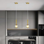 Modern Gold Pendant Light Hanging Fixture Light for Kitchen Island Mid Century with Globe Pendant Light Clear Glass Pendant Lighting for Living Room Bedroom Entryway (1 Pack)
