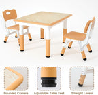 Kids Study Table and 2 Chairs Set,Height Adjustable Table and Chairs for Children and Toddlers,31.5"X23.6"Graffiti Desktop,Suitable for Daycare,Classrooms, Home