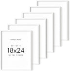 HAUS AND HUES 18x24 White Metal Picture Frames - Features Premium Aluminum, Vertical & Horizontal Hang, Shatterproof Plexiglass - Perfect for Home, Room, Office (18x24 in, White, Set of 6)