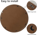 24 Inch Round Mirror - Distressed Vintage Farmhouse Mirror for Bathroom Wall, Living Room, Bedroom & Entryway, Handmade Wood Frame