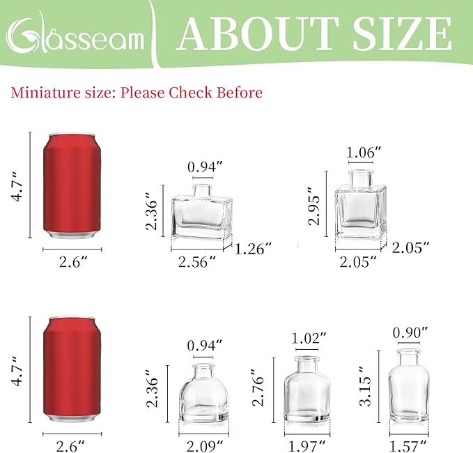 Glasseam Mini Glass Bud Vases: Small Clear Vases for Centerpieces Cute Tiny Flower Vase Set of 5 for Flowers Modern Centerpiece Decor for Wedding Party Dining Room Decoration