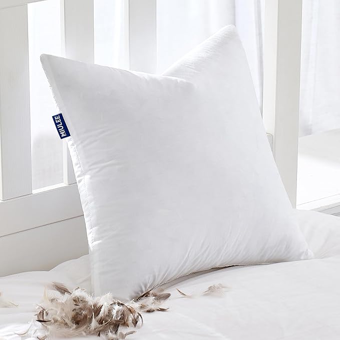 MIULEE Feather Pillow Insert 30x30, Decorative Down Feather Decorative Fluffy Throw Pillow Cotton Fabric for Living Room Sofa Bed