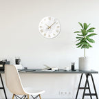 White Marble Large Clocks for Living Room Round Glass Wall Clock Battery Operated 16 Inch Silent Wall Clock Non Ticking