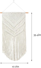 JONKASIPA Macrame Woven Wall Hanging, Bohemian Wall Decor, Handmade Woven Tapestry with Tassels, Delicate Lace Decor Crafts for Bedroom,Living Room or Farmhouse (Beige)