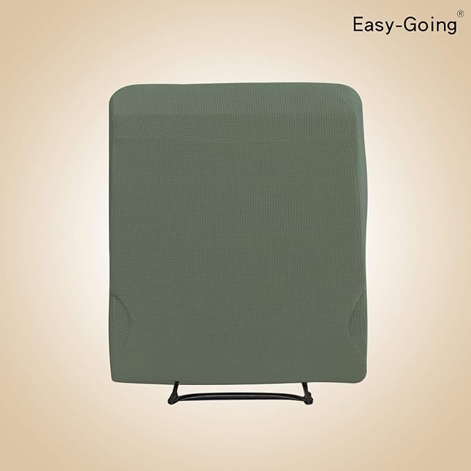 Easy-Going Recliner Stretch Sofa Slipcover 4-Piece Sofa Cover Furniture Protector Sofa Shield Couch Soft with Elastic Bottom Spandex Jacquard Fabric Small Checks(Recliner,Greyish Green,Large)