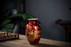 Red Vase Oriental Ceramic Flower Vases Decorated with Peony Design for Home Living Room Ornaments and Wedding Tall 9''