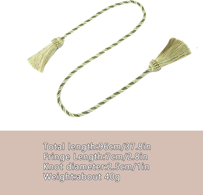 Fenghuangwu Curtain Tiebacks Handmade Decorative Curtain Holdbacks Rope with Tassel (Mix Green, 4P)
