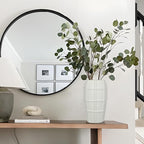 Briful Rustic Terracotta Flower Vase for Home Decor – 9" White Farmhouse Textured Barrel-Style Ceramic Vase Vintage Handcrafted Gridded Design for Faux & Dried Flowers Living Room Table Centerpiece