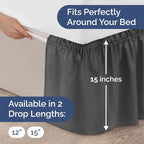 Wrap Around Dust Ruffle Bed Skirt - Charcoal - Twin/Twin XL Size Beds w/ 15 Inch Drop - Easy Fit Elastic Strap - Adjustable Pleated Bedskirt w/Brushed Fabric - Wrinkle Free - Women, Men, Kids & Teens