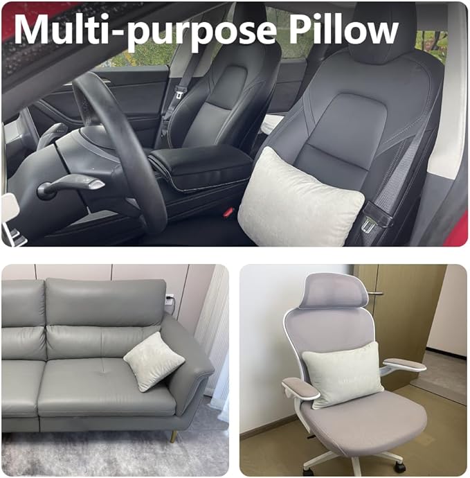 Suede Lumbar Support Pillow 1 Pack Uniquely Designed for Lower Back Support Neck Support Cushion Multi-Purpose Pillow Extra Soft