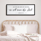As for Me and My House We Will Serve the Lord Wall Decor - 40" x 15" Large Rustic Family Living Room Wood Framed Home Sign Joshua 24 15 Christian Bible Verse Plaque Hanging Wall Art(Black)