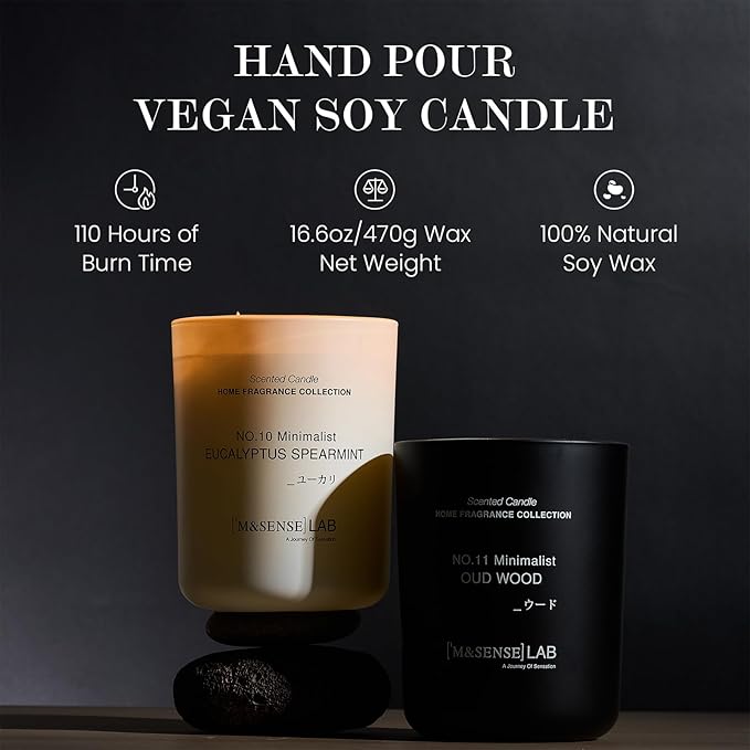 M&SENSE Natural Soy Candle| Lavender Vanilla | 16.6 oz, 95H Burn | Minimalist Scented Candle for Relaxation, Gifting, Home Décor | for Bedroom, Office, Party Large