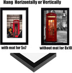 8x10 Picture Frame Set of 6, Display Pictures 5x7 with Mat or 8x10 Without Mat for Wall Mounting or Table Top Display,Black