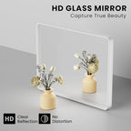 White Bathroom Mirror 36x36 Inch, White Metal Framed Bathroom Mirror for Wall, Rounded Rectangle Matte Bathroom Vanity Mirror, Tempered Glass, Anti-Rust, Horizontal/Vertical