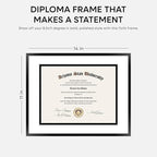 Homeforia 11x14 Diploma Frame Black, High End Metal 11 x 14 Certificate Frame with Mat 8.5 x 11 inch, 14x11 Document Frame Matted to 8.5x11, Award Graduation Frames, Tempered Glass, Wall Kit, Set of 1