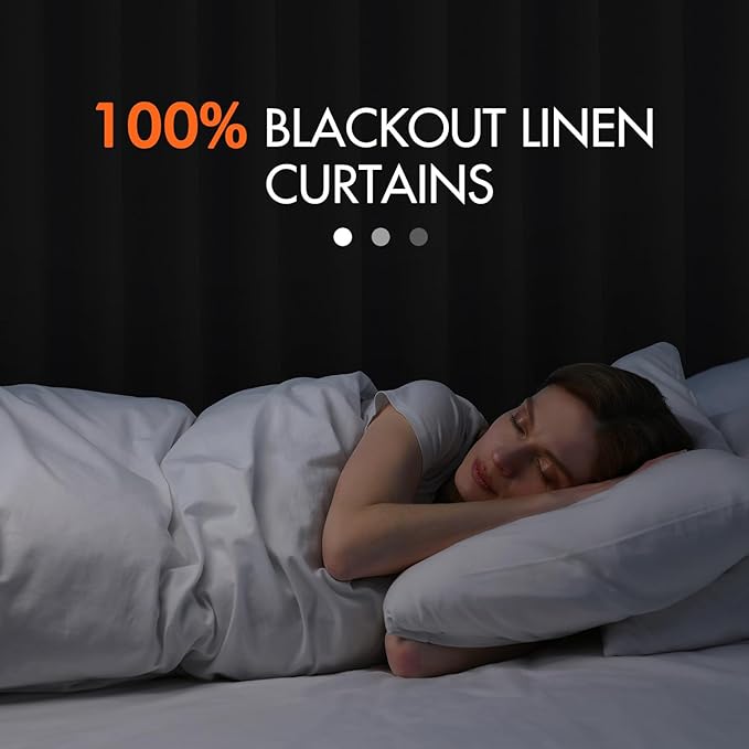 MIULEE 100% Blackout Curtains 84 Inch Long 2 Panels Set for Bedroom, Thick Luxury Faux Linen Black Out Curtain Room Darkening Back Tab Pleat Window Textured Drapes with Hooks for Living Room, Oatmeal