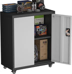 Locking Storage Cabinet,Steel Garage Cabinet with Wheels,Utility Tool Cabinet1 for Garage,Home Office and Warehouse