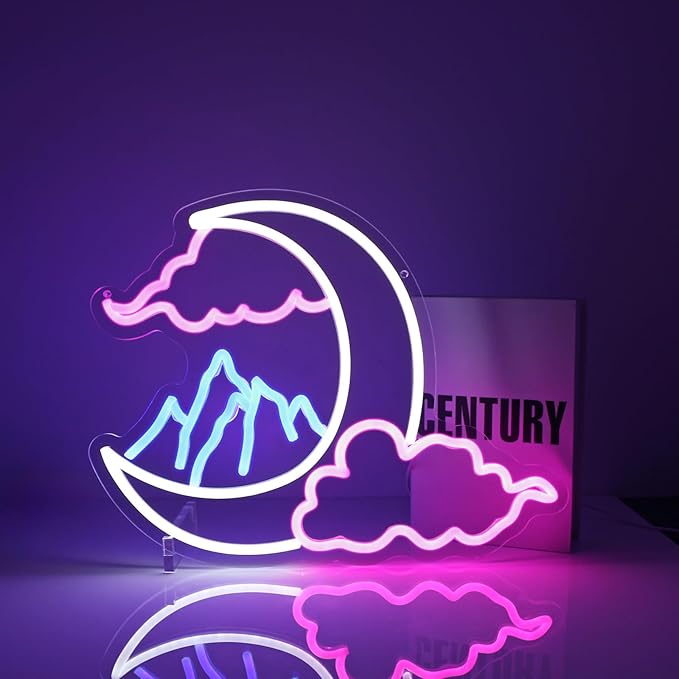 Cloud Moon Mountain Neon Sign Led Neon Lights Neon Signs for Wall Decor Light Up Sign for Birthday Party Club Gift