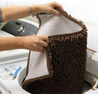 Muddy Mat® 4-Piece Brown Medium 30"X19" AS-SEEN-ON-TV Highly Absorbent Microfiber Door Mat, Bath Mat and Pet Rug, Non Slip Thick Washable Soft Chenille for Kitchen Bathroom Bedroom Indoor and Outdoor