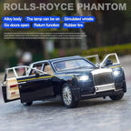 EROCK Exquisite car Model 1/24 Rolls-Royce Phantom Model Car,Zinc Alloy Pull Back Toy car with Sound and Light for Kids Boy Girl Gift. (Black)