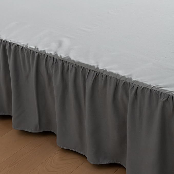 Bed Skirt Queen Size Ruffled Bed Skirt with Split Corners, 16 Inch Drop Dust Ruffle Bed Skirt with Platform, Gray, Queen - 16" Drop