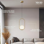 𝗠𝗢𝗗 𝗟𝗜𝗚𝗛𝗧𝗜𝗡𝗚 Jewels & Pearls | Modern Gold Pendant Light Fixtures, Hanging Globe Pendant Lights for Kitchen Island Lighting, Dimmable LED Bulb Included, 1 Pack (Gold | Warm White | Oval)