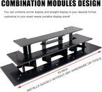 WANLIAN 3-Tier Straight Retail Table Display Stand, Portable Display Rack Shelves for Vendors, Craft Shows, Farmers Market, Pop Up Shop Countertop Black Risers for Display, Soap, Candles, Tumblers