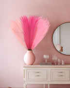 48pcs Pink Faux Pampas Grass Decor, 21.7inch Hot Pink Short Artificial Pompous Grass Fluffy Fake Pompas Grass Branches Vase Filler Flower Arrangement for Outdoors Wedding Centerpieces Decor