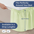 Wrap Around Dust Ruffle Bed Skirt - Light Sage - for Queen Size Beds w/ 12 Inch Drop - Easy Fit Elastic Strap - Adjustable Pleated Bedskirt w/Brushed Fabric - Wrinkle Free, Women, Men, Kids & Teens