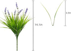 alyptus Artificial Flowers for Outdoors 24 Bundles Fake Monkey Grass Plants Outdoor Plastic Purple Flower Outside Green Leaf Decoration for Patio Pot Décor (24 Bundle Purple Flowers)