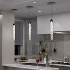 Modern Pendant Lights Kitchen Island Black Crystal Mini Pendant Light with Dimmable LED 2700K-6000K,Bubble Crystal Chandelier Dining Room and Bar - 1 Pack