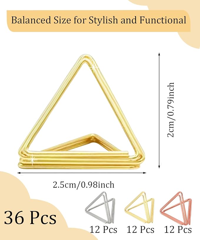 36 Pcs Triangle Table Number Holders - Rust-Resistant Metal Place Card Stands for Weddings, Office & Home Decor(Multicolor)