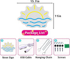 Sunset Sunrise Neon Sign Sun on The Sea Neon LED Light Sign for Wall Decor Wave Neon Light up Sign Beach Home Decor Aesthetic for Teen Girls Bedroom Game Room Decor Ocean Sun Night Light Wedding