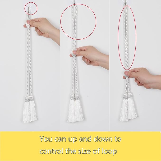 Curtain Tiebacks with Tassel,Modern Rope Window Curtain Ties Backs for Draperies, Outdoor Elegant Decorative Curtain Holdbacks 4 Pack