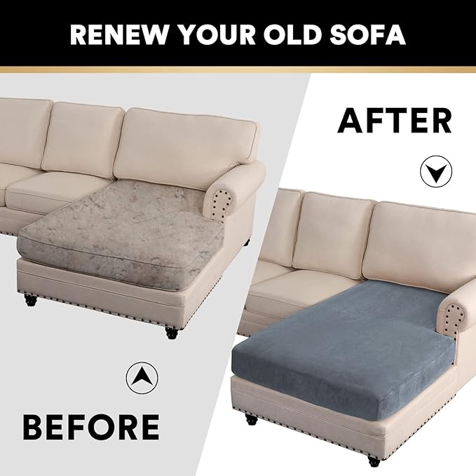 PrinceDeco Velvet Couch Cover for Dogs, Washable L Shaped Couch Cover, 1 Piece, Stone Blue