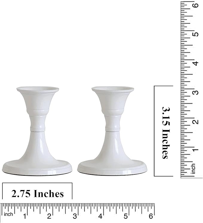 Rely+ White Candle Holder Set of 2 - Decorative Taper Candles for Candlesticks - Candle Stick Candle Holder -Candlestick Holders for Taper Candles - Modern Easter Candle Holders for Dinner, Party