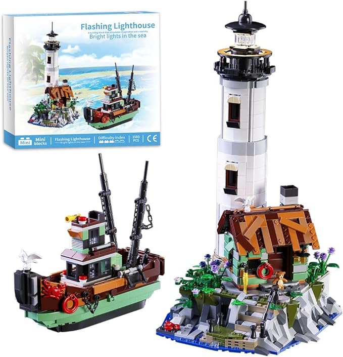 House Building Block Adults Sets, The Island Modular Architecture Construction Building Model Set Present for, (1480 Pcs)