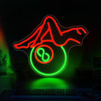 Billiards Lady Neon Sign, JGHTURIE Back Led Neon Signs for Wall Decor - Red Light Up Sign Preppy Girls Bar Pool Table Accessories Game Room Birthday Party Decor Gift USB Powered