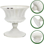 Urn Planter Antique Column Plant Pot Shabby Chic Metal Vase Pillar Plant Container Wedding Centerpieces Vases for Front Porch Decor White White Planter