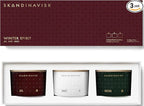 Skandinavisk Winter Spirit Giftset of 3 Scented Candles. Skog 'Forest', JUL 'Christmas', and SNÖ 'Snow'. Vegan Formula. 3 x 3.17 oz. Gift Set