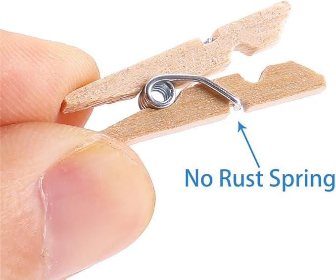 CCINEE Cute Wooden Clothespins Natural Craft Peg Pins Sturdy Mini Pins Clips, 1 Inch, 72 Pieces in Total